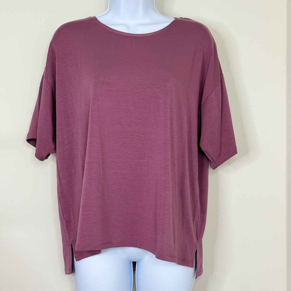 Garnet Hill Women's Mauve Tencel Spandex Short Sleeve Tunic‎ Top Size Large